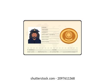 Police ID document vector icon flat isolated.
