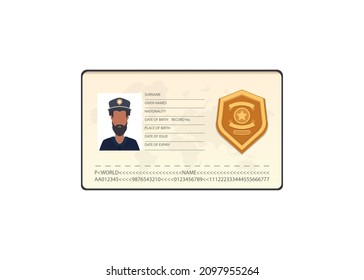 Police ID document vector icon flat isolated.