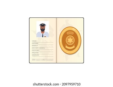 Police ID document vector icon flat isolated.