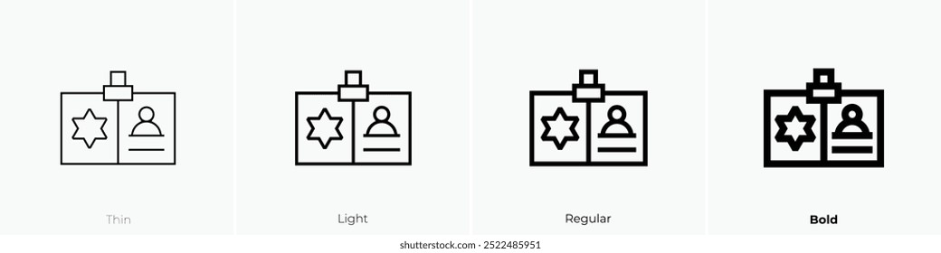 police identification icon. Thin, Light Regular And Bold style design isolated on white background