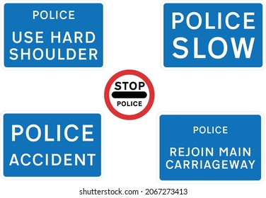 Police Incident Management, Potential Danger Temporarily Ahead And Consequent Need To Proceed With Caution, Road Signs In The United Kingdom