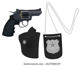Police inspector set. vector illustration
