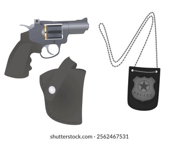Police inspector set. vector illustration