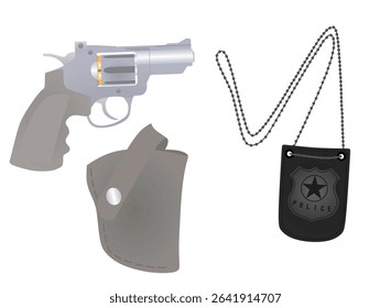 Police inspector set. vector illustration	