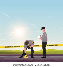A polícia está investigando a cena do crime.