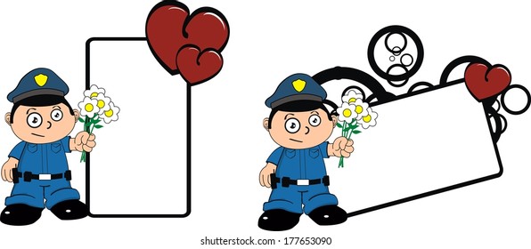 police kid cartoon copy space in vector format