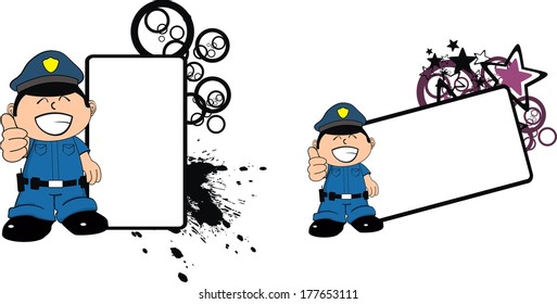 police kid cartoon copy space in vector format