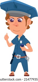 Police Kid. Cute Cartoon Patrol Officer Character