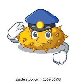 Police kiwano fruits on the cartoon table