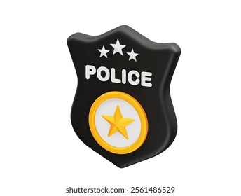 Police labels. Police officer badge icon 3d illustration