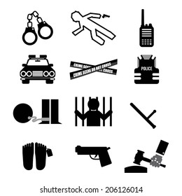 Police And Law Icon Set Vector Illustration