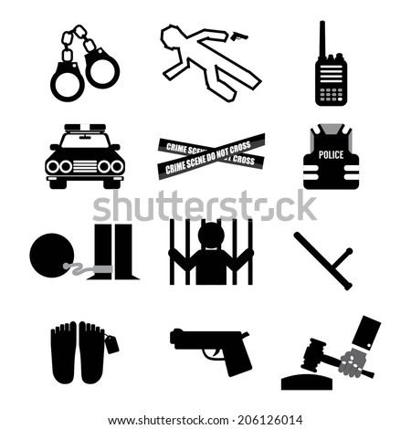 Police And Law Icon Set Vector Illustration
