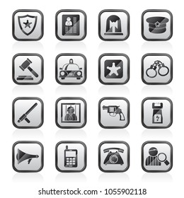 police, law and security icons - vector icon set