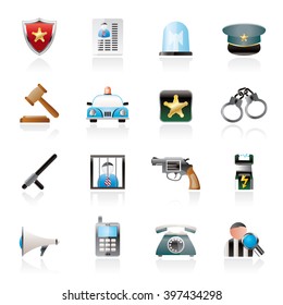 police, law and security icons - vector icon set