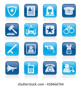 police, law and security icons - vector icon set