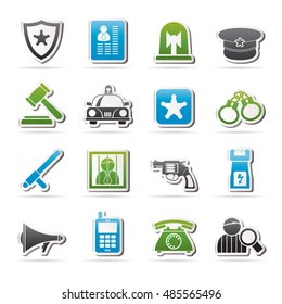 police, law and security icons - vector icon set