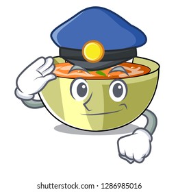 Police lentil soup in a mascot bowl