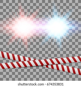 Police light and Police Lineson on transparent background. Vector Illustration
