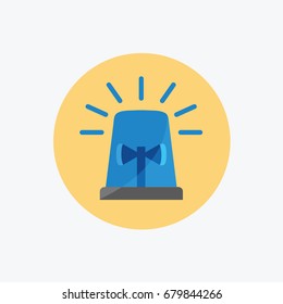 police light symbol & blue flashing sign, ambulance, or Firefighters siren icon flat design style vector. simple isolated Emergency vehicle lighting cartoon.