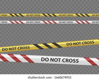 Police line or caution tape template. Isolated on a transparent background. Vector illustration