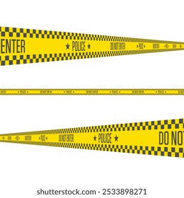 Police line or danger tapes. Do Not Cross lines template. Black and yellow stripes.