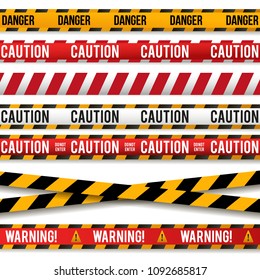 Police line and do not cross, Caution lines.  Warning tapes isolated on a white background.  Vector illustration.