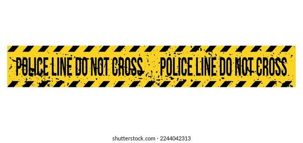 Police line do not cross. Barrier tape. Crime scene border. Safety type.  Accident restriction line. Isolated on white background. Vector  illustration