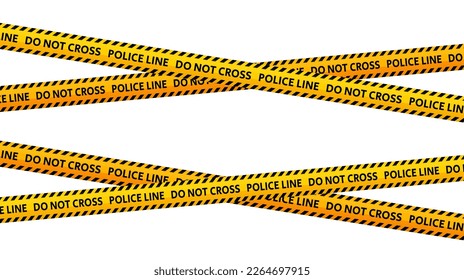 La línea policial no cruza las cintas. Bandas de precaución amarillas y negras cruzadas. Zona de peligro o zona de escena del crimen rayas fondo. Signo de advertencia. Vector 