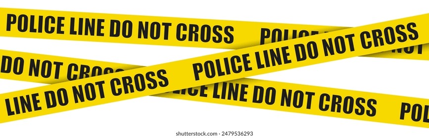 Police line do not cross, text on the yellow tape - vector