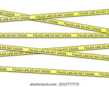 Police line do not cross ,Realistic Police Tape Lines crime scene danger tape. Crossing danger ribbon of caution signs for construction area or crime scene in yellow Ribbon for accident