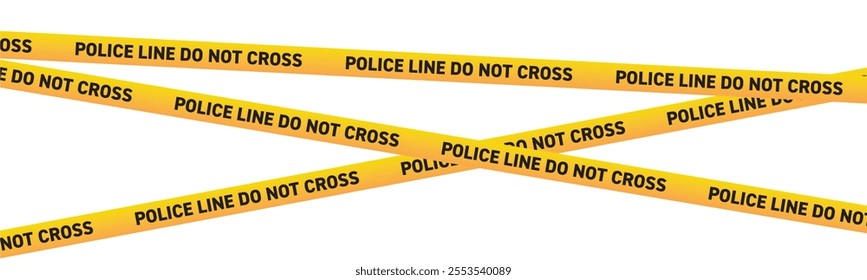 Police line do not cross, text on the yellow tape - vector background.