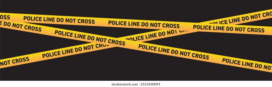 Police line do not cross, text on the yellow tape - vector background.