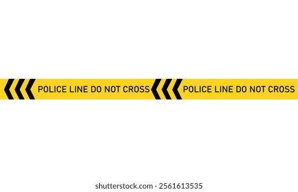 Police line do not cross. Yellow black tape. Do not cross ribbons.  Isolated on white background. Vector illustration