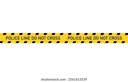 Police line do not cross. Yellow black tape. Do not cross ribbons.  Isolated on white background. Vector illustration