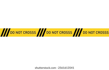 Police line do not cross. Yellow black tape. Do not cross ribbons.  Isolated on white background. Vector illustration