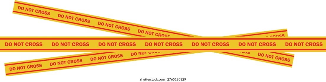La línea policial no cruza el conjunto de cintas, las cintas amarillas de la barrera de la escena del crimen y las señales de advertencia de la policía. Diseño de precaución plano y moderno.