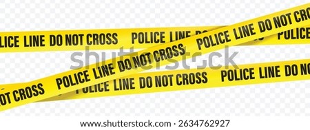 Police line do not cross, text on the yellow tape on white, black and transparent background. Realistic 3d Detailed Black and Yellow Police Line Tape.