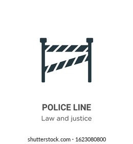 Police line glyph icon vector on white background. Flat vector police line icon symbol sign from modern law and justice collection for mobile concept and web apps design.