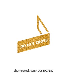 Police line icon in gold glitter texture. Sparkle luxury style vector illustration.