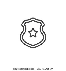 Police line icon. Linear style sign for mobile concept and web design. Police badge outline vector icon. Law enforcement and protection symbol, logo illustration. Vector graphics