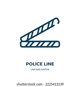 Icono de línea policial. Ilustración lineal vectorial de la recopilación de leyes y justicia. Esbozar vector de icono de línea de policía. Símbolo de línea delgada para uso en aplicaciones web y móviles, logotipo, medios impresos.