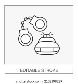  Police line icon. Punishment for crime.Human right protection.Important job. Professions concept. Isolated vector illustration.Editable stroke