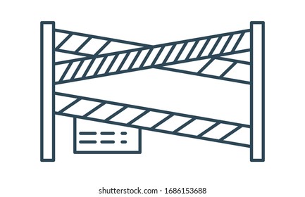 Police line icon for security and crime scene marking