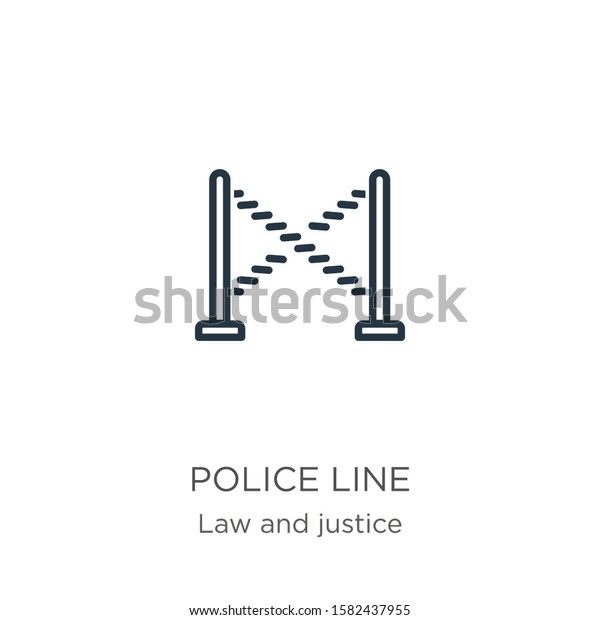 Police line icon. Thin linear\
police line outline icon isolated on white background from law and\
justice collection. Line vector sign, symbol for web and\
mobile