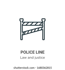 Police line outline vector icon. Thin line black police line icon, flat vector simple element illustration from editable law and justice concept isolated stroke on white background