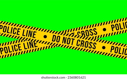 Police Line Ribbon Do Not Across Vector Green Screen isolated