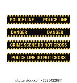Police Line Set In Black Yellow Color And Rectangle Shape For Danger Sign
