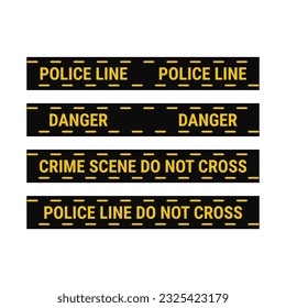 Police Line Set In Black Yellow Color And Rectangle Shape For Danger Sign
