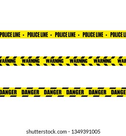 Police Line Set, Construction Site and Danger Tape. Black and yellow police stripe border. Vector illustration EPS10