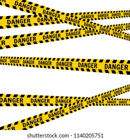 Police Line Set  in perspective on a white background Vector illustration